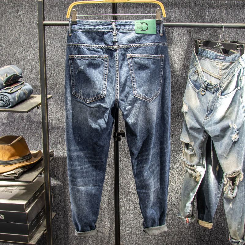 网红三古木棉棉高端九分潮流牛仔裤