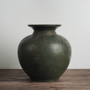 日本回流老物件大花瓶复古铜花器居家茶室玄关书房桌面插花摆件