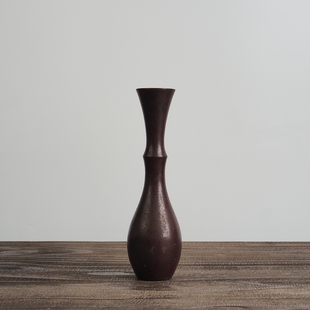 中古日本回流老物件铜花瓶名家中岛保美作博古架玄关书房插花摆件