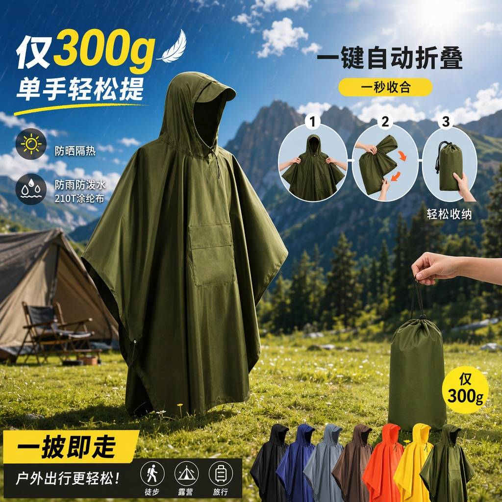 户外三合一防水斗篷雨衣登山徒步图片