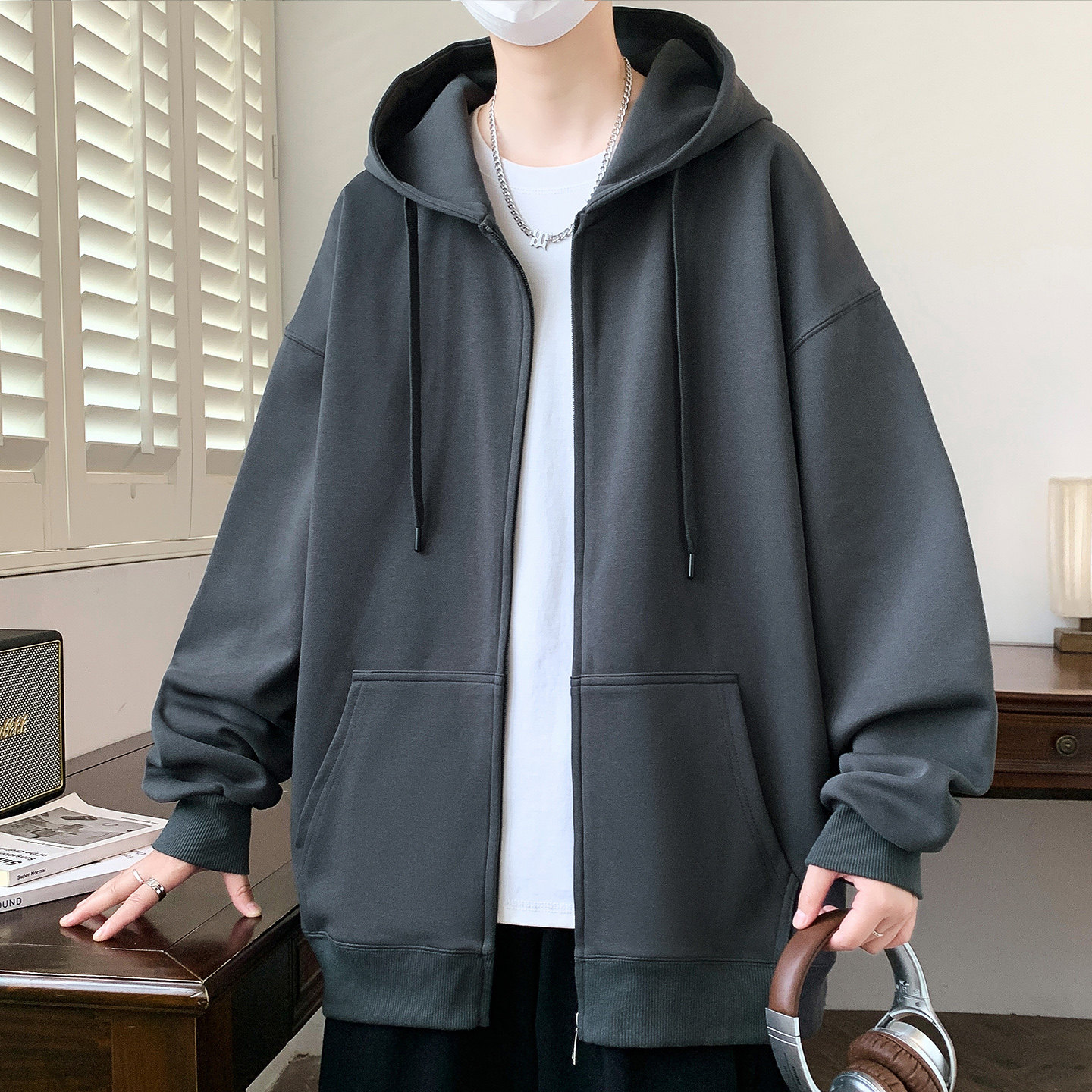 13青少年学生连帽卫衣开衫12岁男孩14帅气15春季大童潮流运动外套