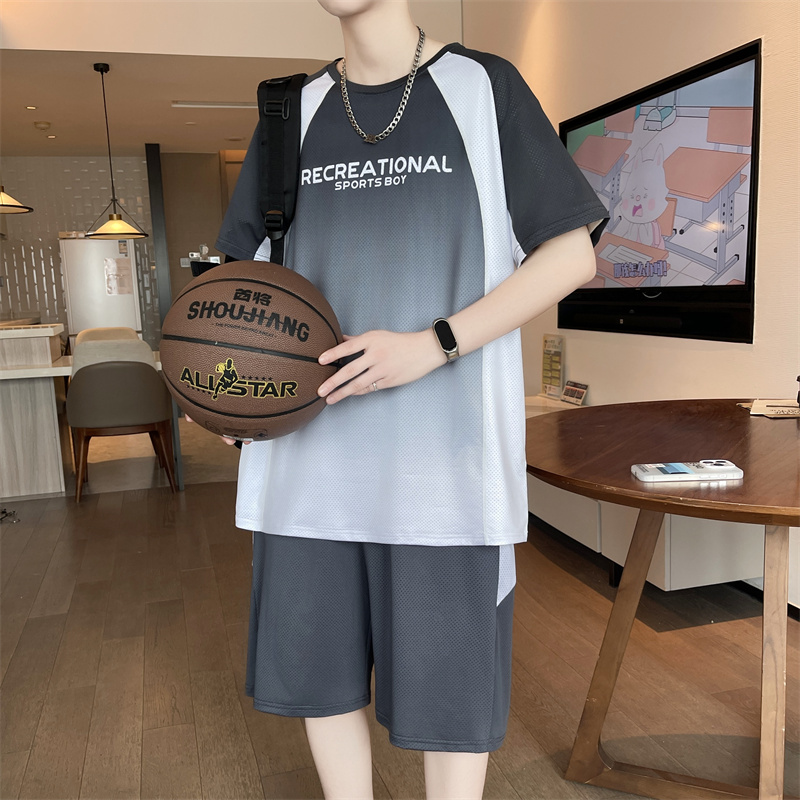 青少年速干短袖t恤套装男孩13夏季高初中学生12-15岁大童运动球服