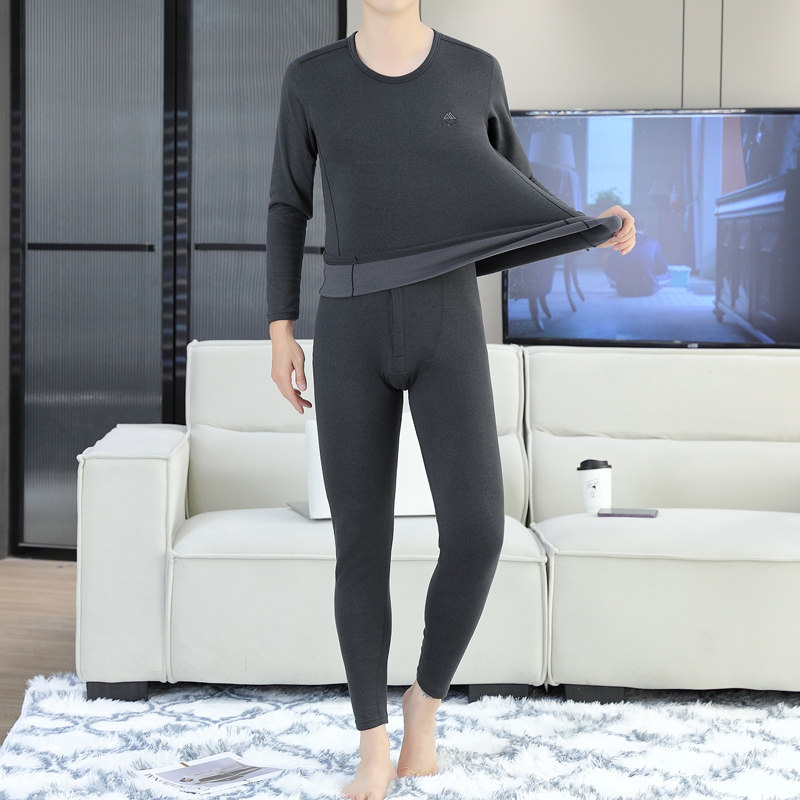 冬季保暖内衣加绒加厚套装男孩初中学生青少年大童秋衣秋裤打底衫