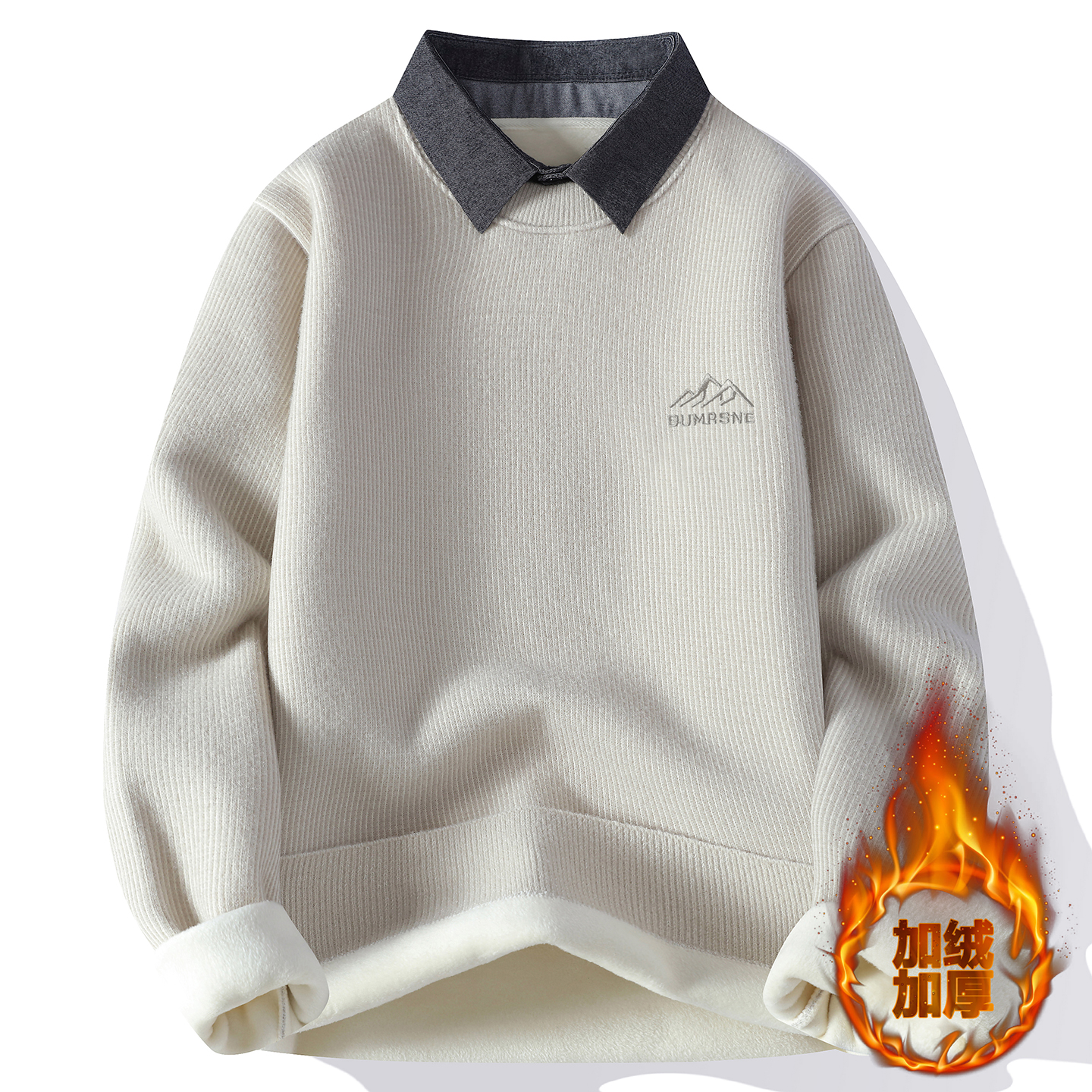 冬季潮流衬衫领毛衣男孩13中学生14加绒加厚15岁大童青少年针织衫