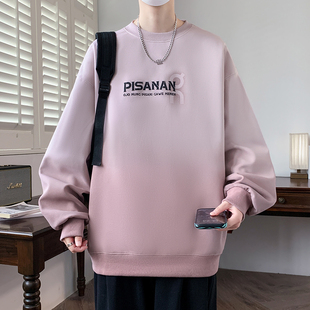 春秋季圆领卫衣男孩13初中高中学生14帅气15岁青少年大童长袖T恤