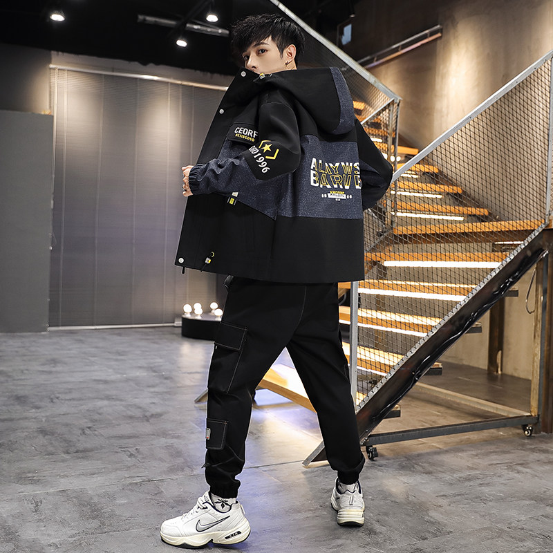 13青少年春季潮流夹克套装15岁男孩初中高中学生14帅气大童16外套