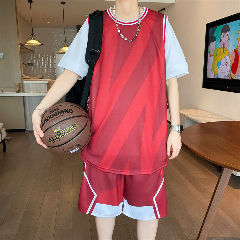 青少年夏季速干短袖T恤套装12-15岁男孩初中学生13大童14运动球服