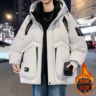 12青少年冬季宽松羽绒棉服男孩初中学生帅气15胖大童潮流棉衣外套