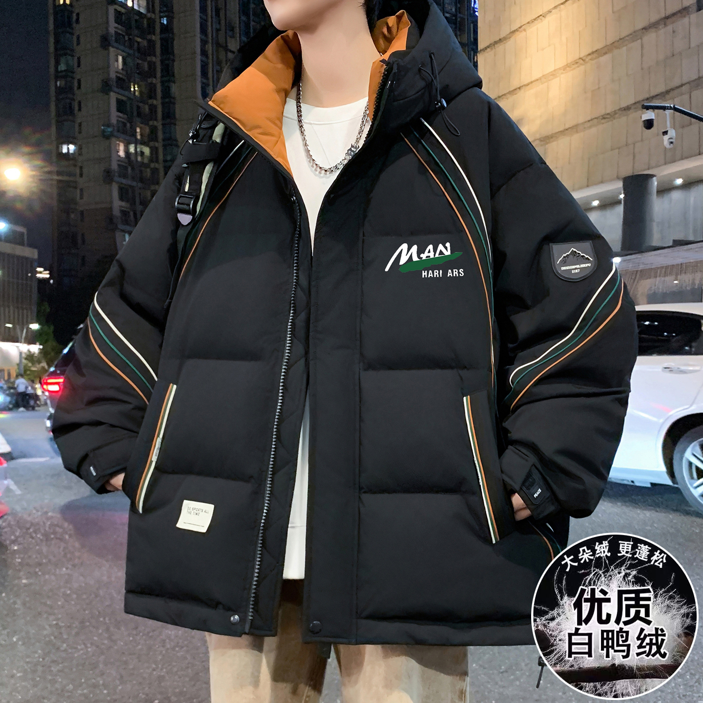 冬季潮流宽松白鸭绒外套16羽绒服