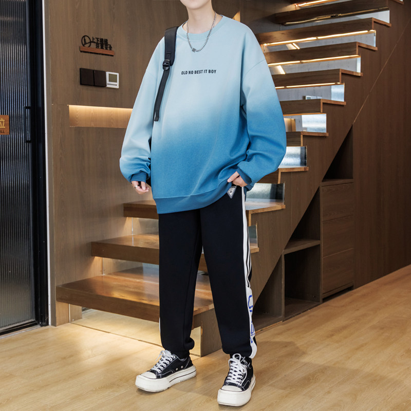 春季13青少年长袖T恤12岁男孩初中学生14潮流帅气15大童卫衣套装