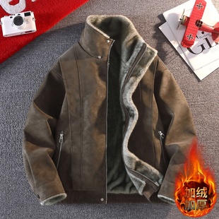 12青少年加绒加厚皮衣13岁男孩15初中学生冬季 潮流帅气一体绒棉衣