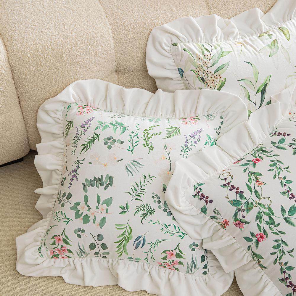 新款印花荷叶边抱枕套小清新简约天鹅绒靠枕客厅沙发腰枕床头靠垫,居家布艺,抱枕被,淘宝优惠券,粉丝福利购,淘宝优惠卷