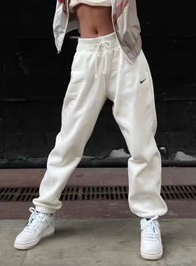 Nike耐克裤子冬季新款加绒运动裤宽松束脚裤女裤保暖休闲裤DQ5888