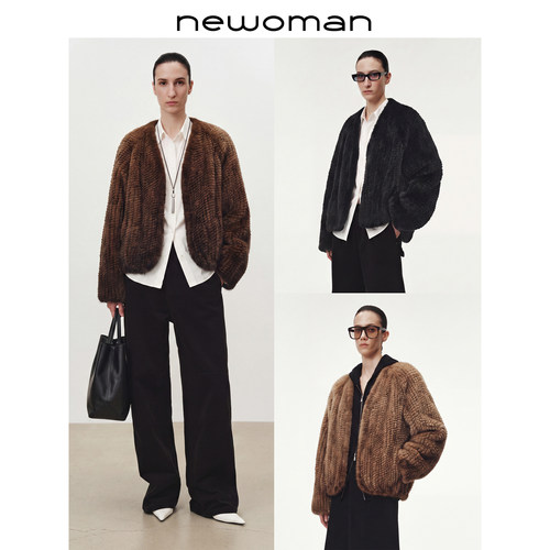 Newoman进口水貂双面编织皮草女