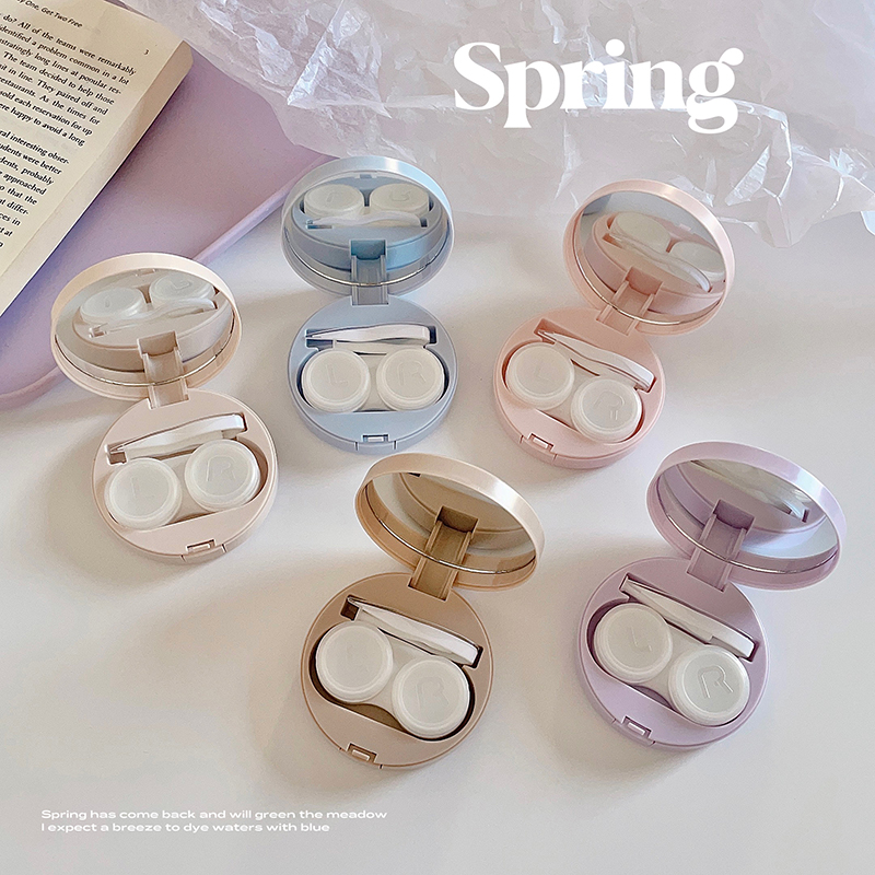 莫兰迪温柔系配色美瞳盒眼镜收纳盒盒子少女隐形便携近视简约可爱