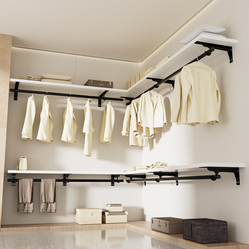 衣帽间一体支架挂衣杆搁板三脚架