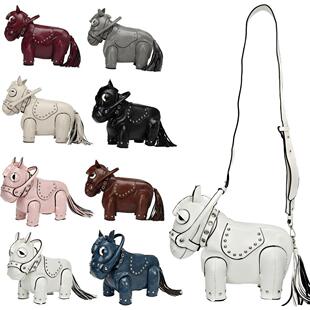 欧美新款立体小马单肩斜挎包个性风格金属铆钉可爱小动物背包女包