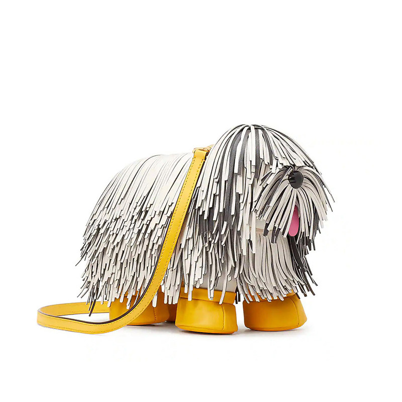 欧美款可爱动物包包牧羊犬流苏小狗单肩斜挎包女包出门便携装手机