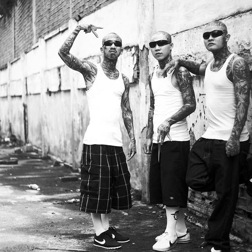 美式西海岸chicano紧身螺纹背心