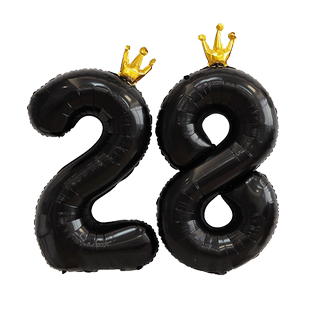 ins网红40寸黑色皇冠数字气球儿童宝宝生日拍照道具派对装饰布置