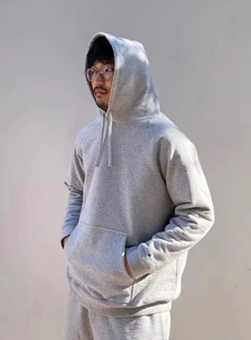 清仓 日单Recycled Cotton春秋重磅纯棉毛圈宽松连帽卫衣情侣款