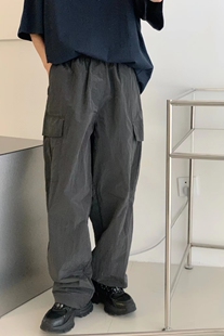 FREAKS STORE同款金属尼龙日系宽松直筒可收口阔腿裤伞兵裤薄男女