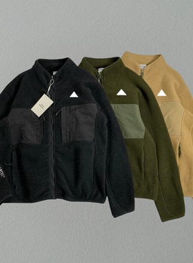 25ss韩版秋冬户外摇粒绒双口袋立领运动夹克外套加厚保暖男女卫衣