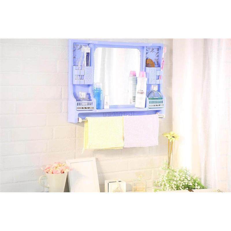 贴墙式储壁挂卫生间物架洗手间镜子化妆镜柜塑料物柜带置浴室厕所