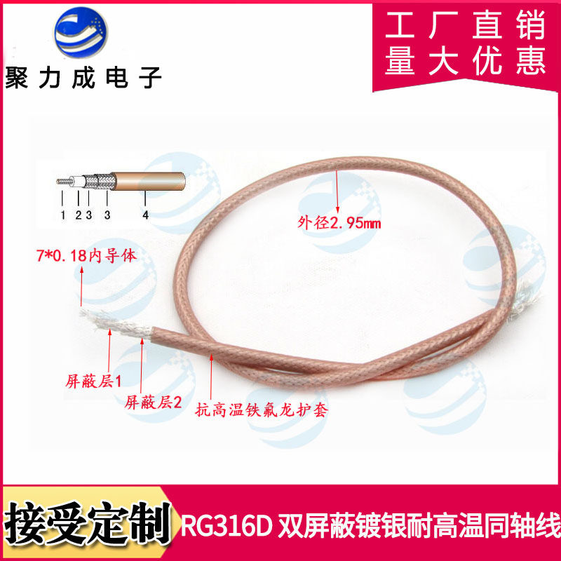 直销rg316d屏蔽镀银同轴线