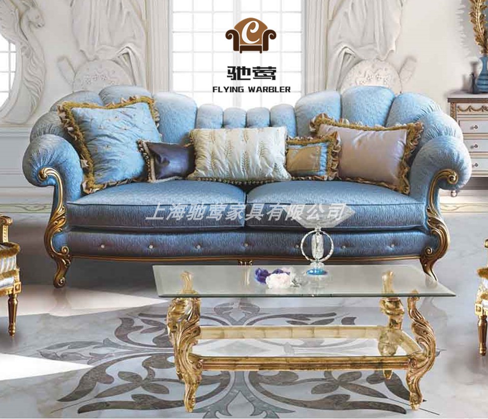 意大利别墅家具欧式豪华布艺大沙发法式宫廷实木雕花客厅定制家具