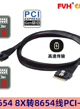FVH 内置Slimline SAS4.0 SFF-8654 8x 48Gbps服务PCIE链接数据线