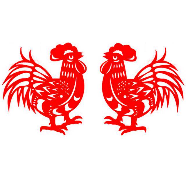 端午节传统节日剪纸大红公鸡贴纸风儿童学生刻纸窗花迎福报喜