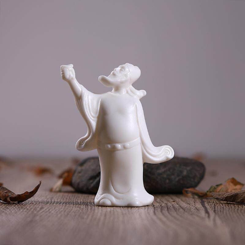 迷你白瓷禅意古典人物伯牙子期李白摆件创意吸水石盆景造景微景观