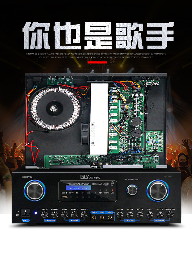 gly AK5000GLY功放机家用大功率专业一键防啸叫TV前级带器卡拉ok
