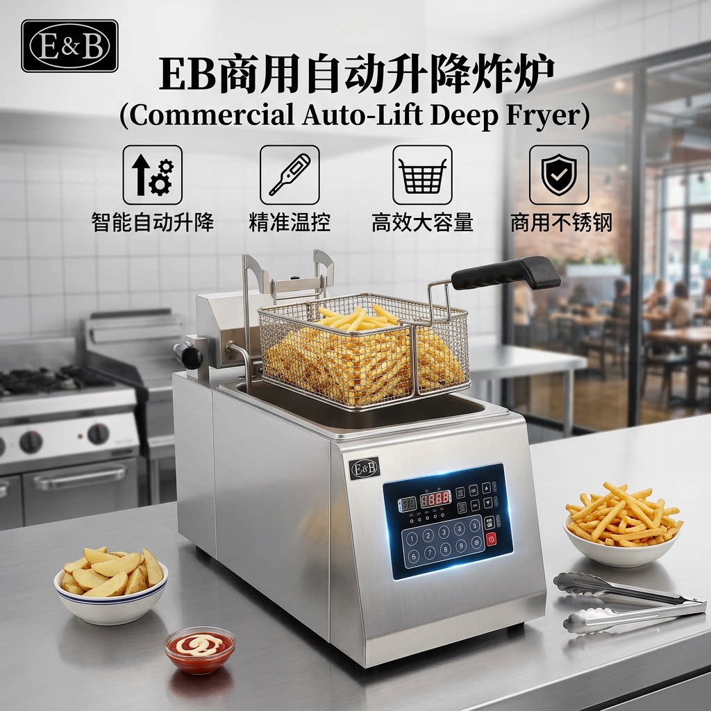 EB亿贝斯特商用自动升降电炸炉智能定时炸鸡排薯条单缸大容量炸锅