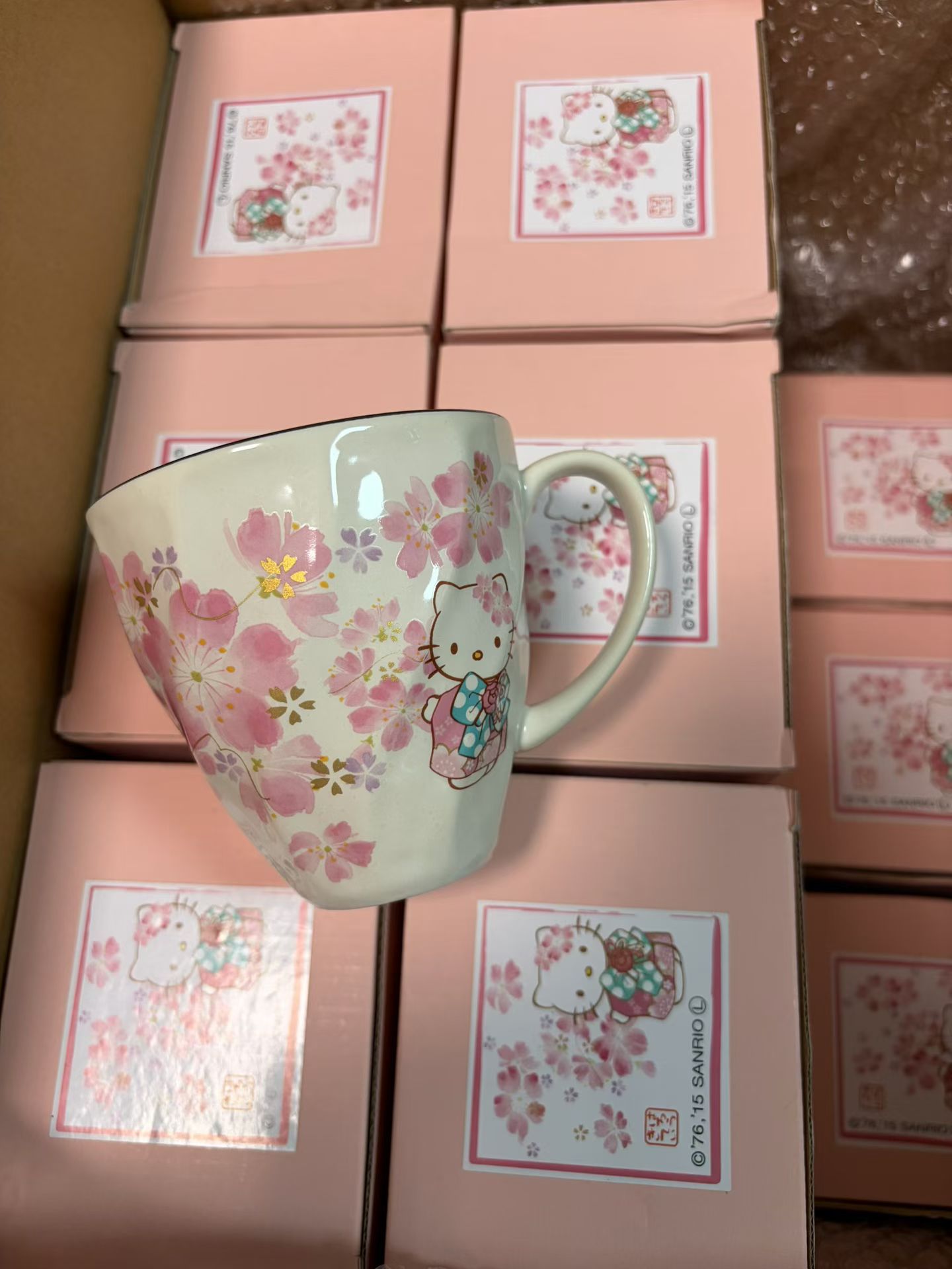 订购 日本正版三丽鸥HELLO KITTY樱花和服系列美浓烧日式陶瓷水杯