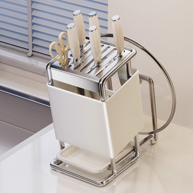 304不锈钢厨房刀架置物架台面多功能刀具筷子收纳一体新款菜刀座
