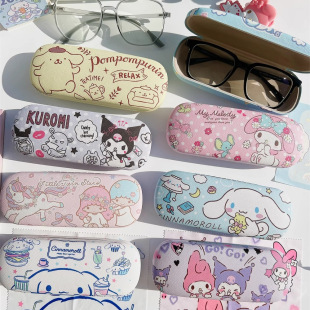 日系眼镜盒可爱皮革近视眼镜学生抹布少女心高颜值幼儿园收纳盒子