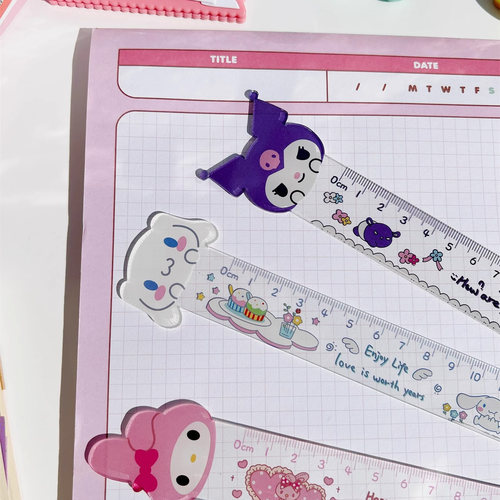 卡通透明直尺可爱少女心学生测量