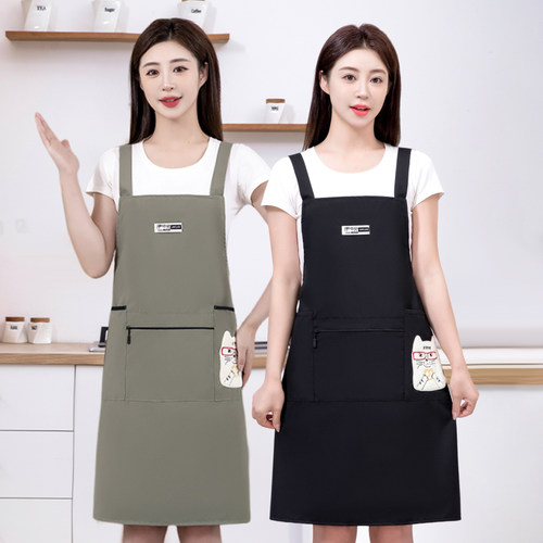 时尚简约防水防油卡通围裙新款女