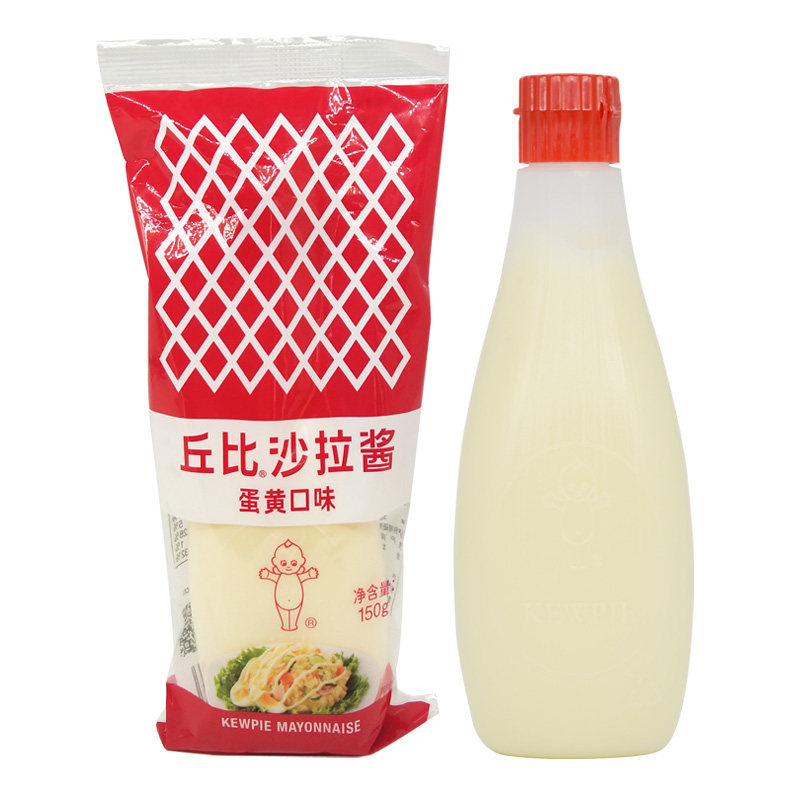 丘比蛋黄味沙拉酱150g挤酱软瓶包装寿司材料烘焙水果沙拉蔬菜色拉