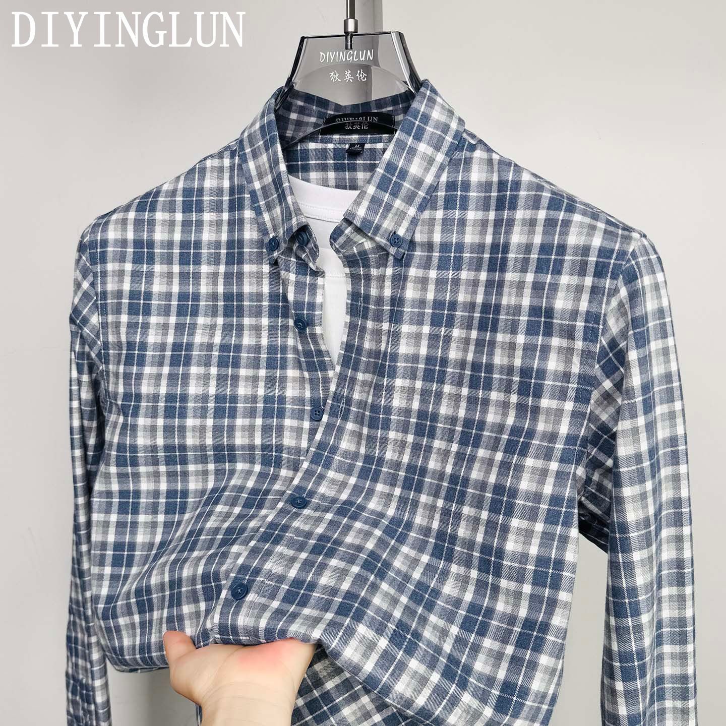 DIYINGLUN品牌男士长袖磨毛衬衫