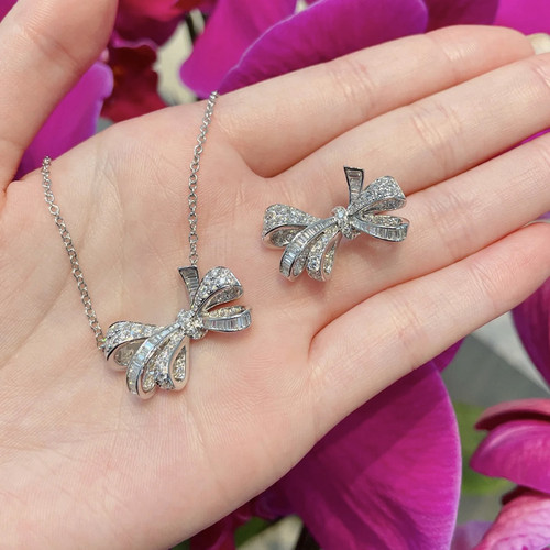 碎钻不对称蝴蝶结项链欧美