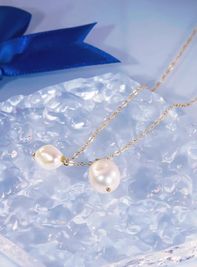 天然淡水珍珠项链银镀金锁骨链