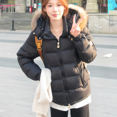 冬季加厚毛领连帽羽绒棉