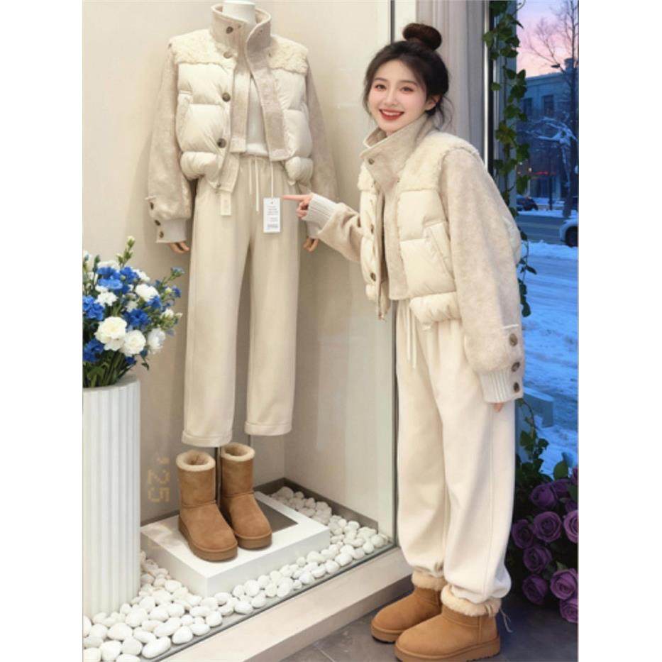 2025新款冬装超好看韩系夹棉保暖加厚棉衣棉服短款独特白色外套女