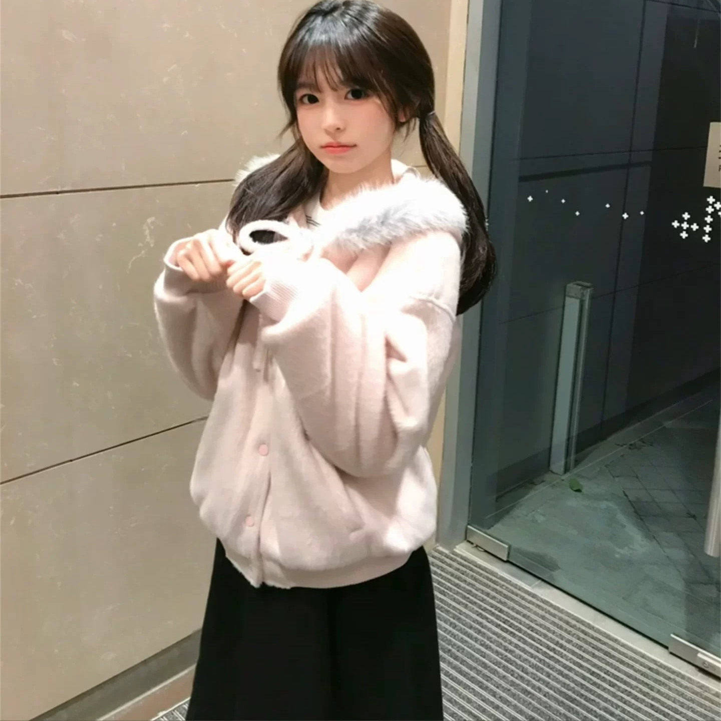 秋冬2025新款粉色毛呢甜美毛衣外套女宽松加绒加厚韩系学院风上衣,女装/女士精品,短外套,淘宝优惠券,粉丝福利购,淘宝优惠卷