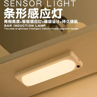 跨境条形感应灯USB鞋柜书桌衣橱走道橱柜LED感应灯无线自粘磁吸灯