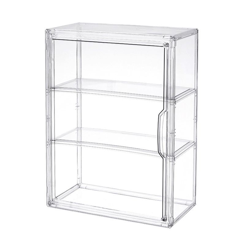 跨境热销壁挂带隔板化妆品收纳盒透明桌面组合叠放防尘展示手办盒