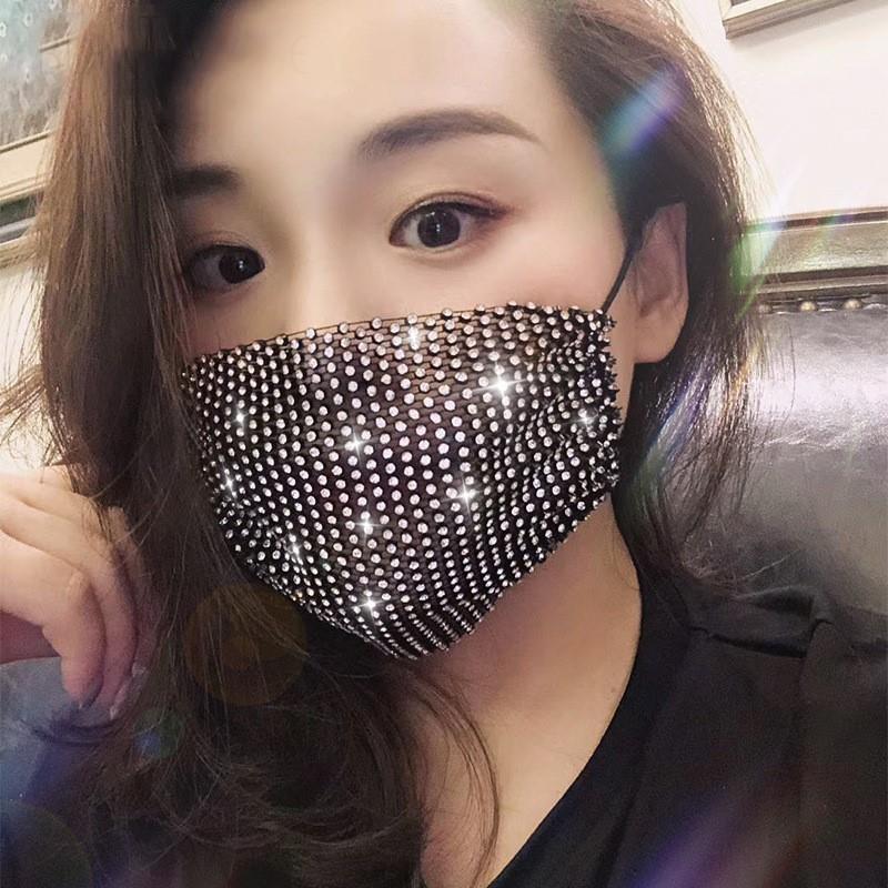 网红闪钻面罩亮钻水钻石口罩女夏防晒薄款带钻装饰时尚个性潮抖音